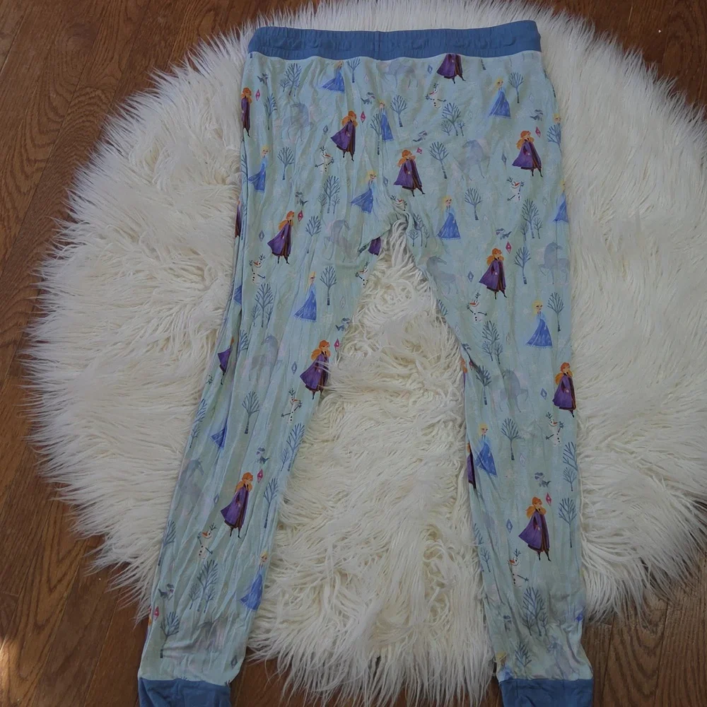 Little Sleepies Blue Pajama Frozen Elsa Pants Sz M - Picture 3 of 4